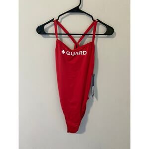 New Kiefer Women's One Piece Life Guard Red Swimsuit Size 38